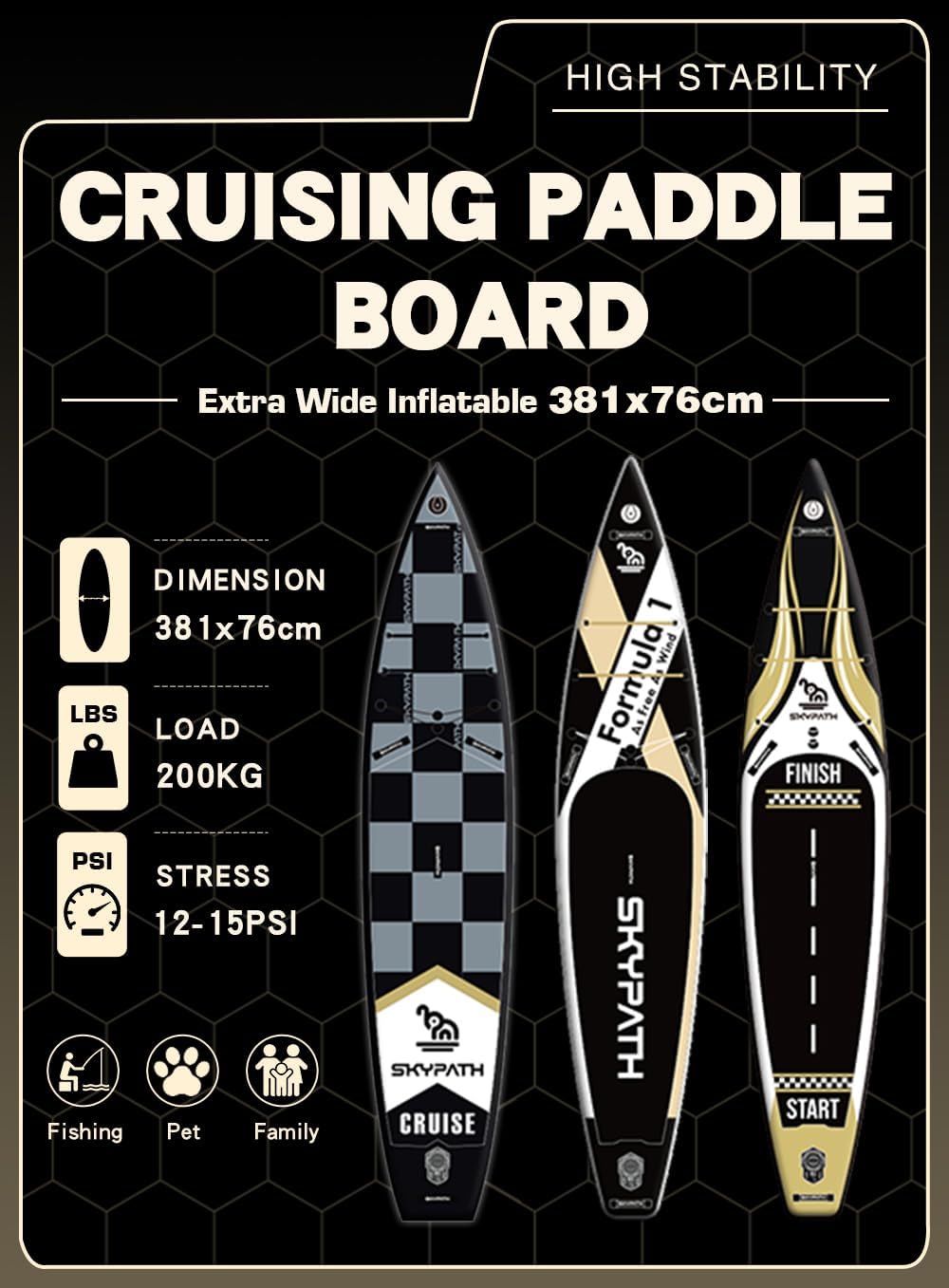 Inflatable Stand Up Paddle Board,12'6''*30'' Cruise SUP Board
