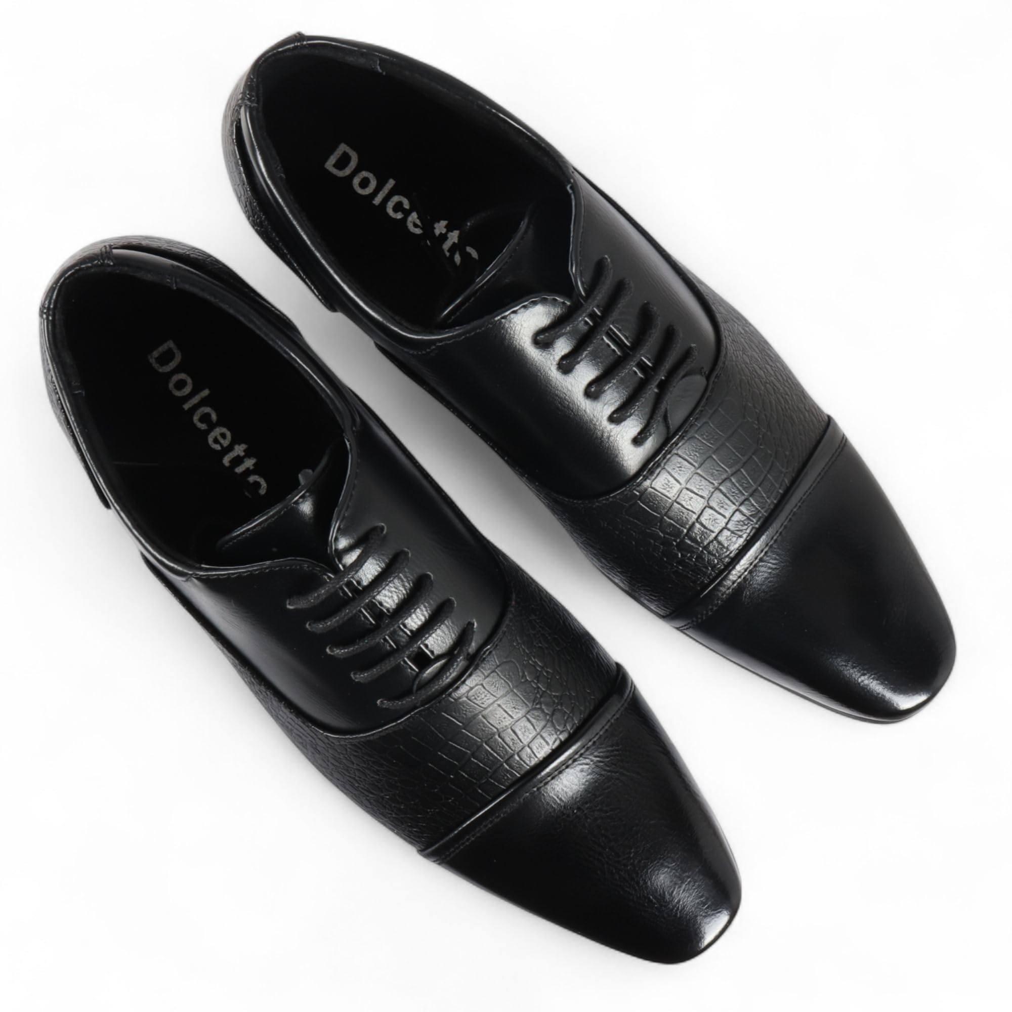 Scarpe Eleganti Stringate Classiche Brogue da Uomo Dolcetto, Colore Nero.