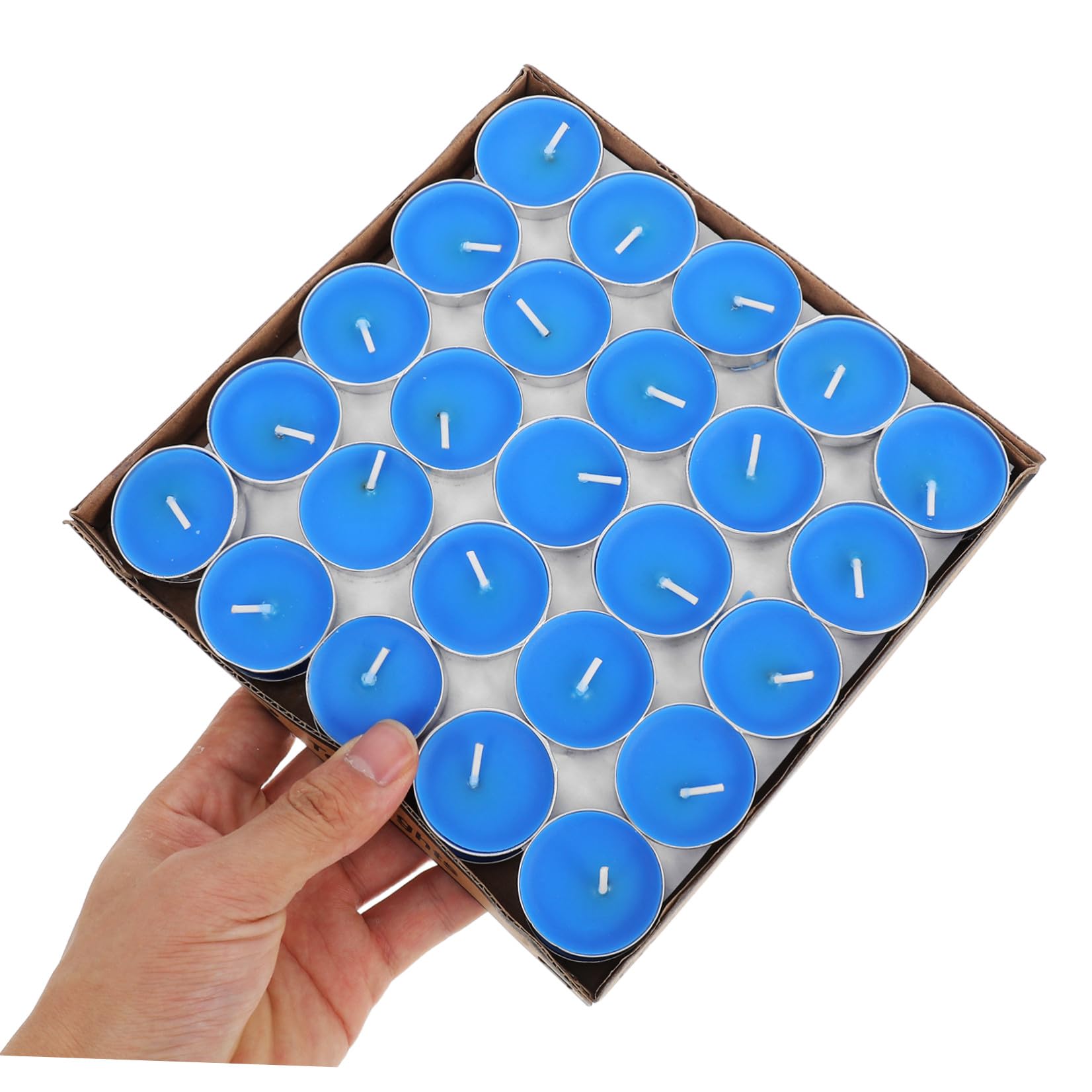 NUOBESTY 50 Velas de Té Azules sin Humo para Decoración de Boda y Propuesta, Redondas de Cera que Queman de Forma Uniforme Hogar