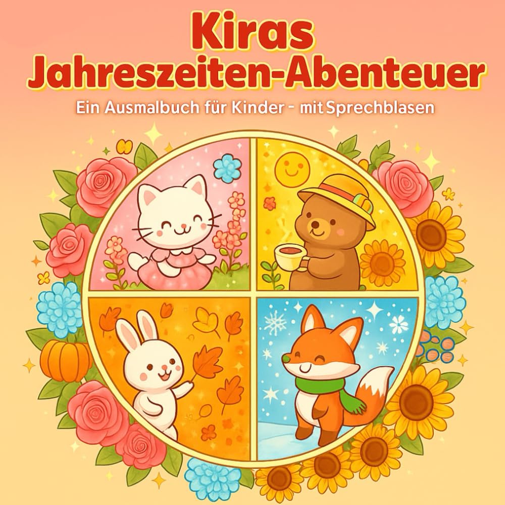 Kiras Jahreszeiten-Abenteuer: Süßes Ausmalbuch für Kinder und Erwachsene – Frühling, Sommer, Herbst & Winter mit Kira und ihren Freunden