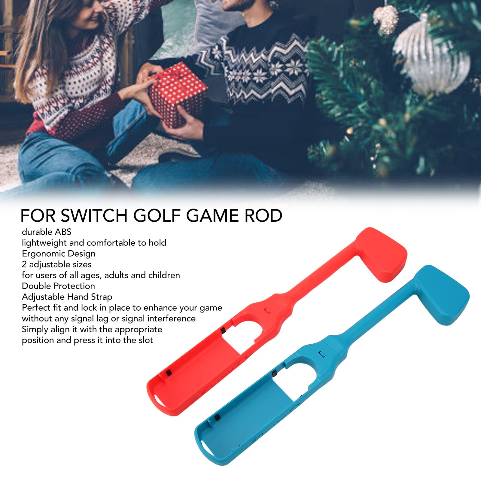 Paquete de 2 Palos de Golf para Nintendo Switch J Oy-con - Accesorio de Agarre del Controlador con Correa para la muñeca Mejora tu Experiencia Mario Golf Super Sprint(蓝红)