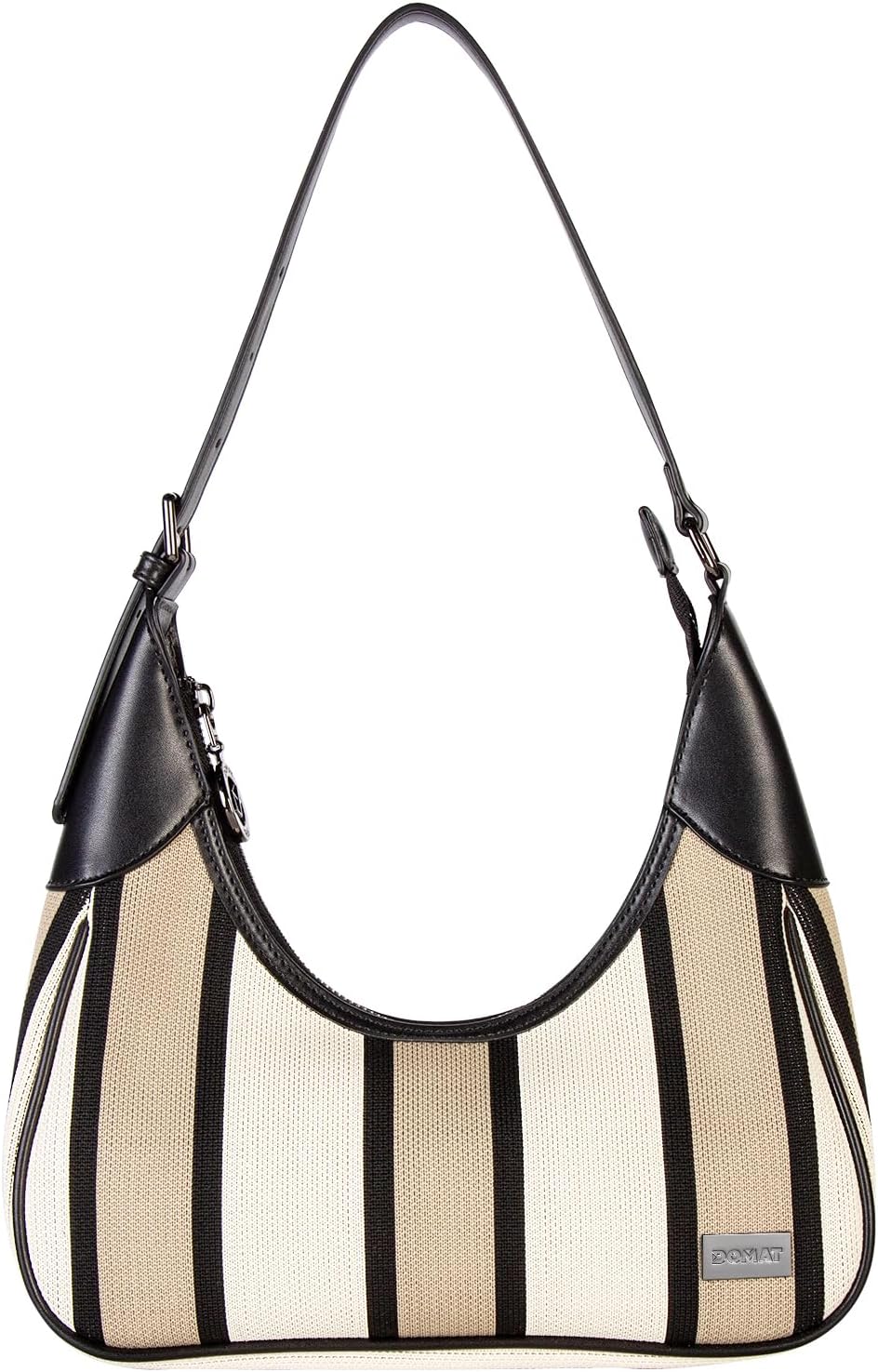 DOMAT Shoulder Bag for Women, Striped Handbag, Cute Clutch Purse with Zipper Closure, Petite Satchel Bag for Daily Using