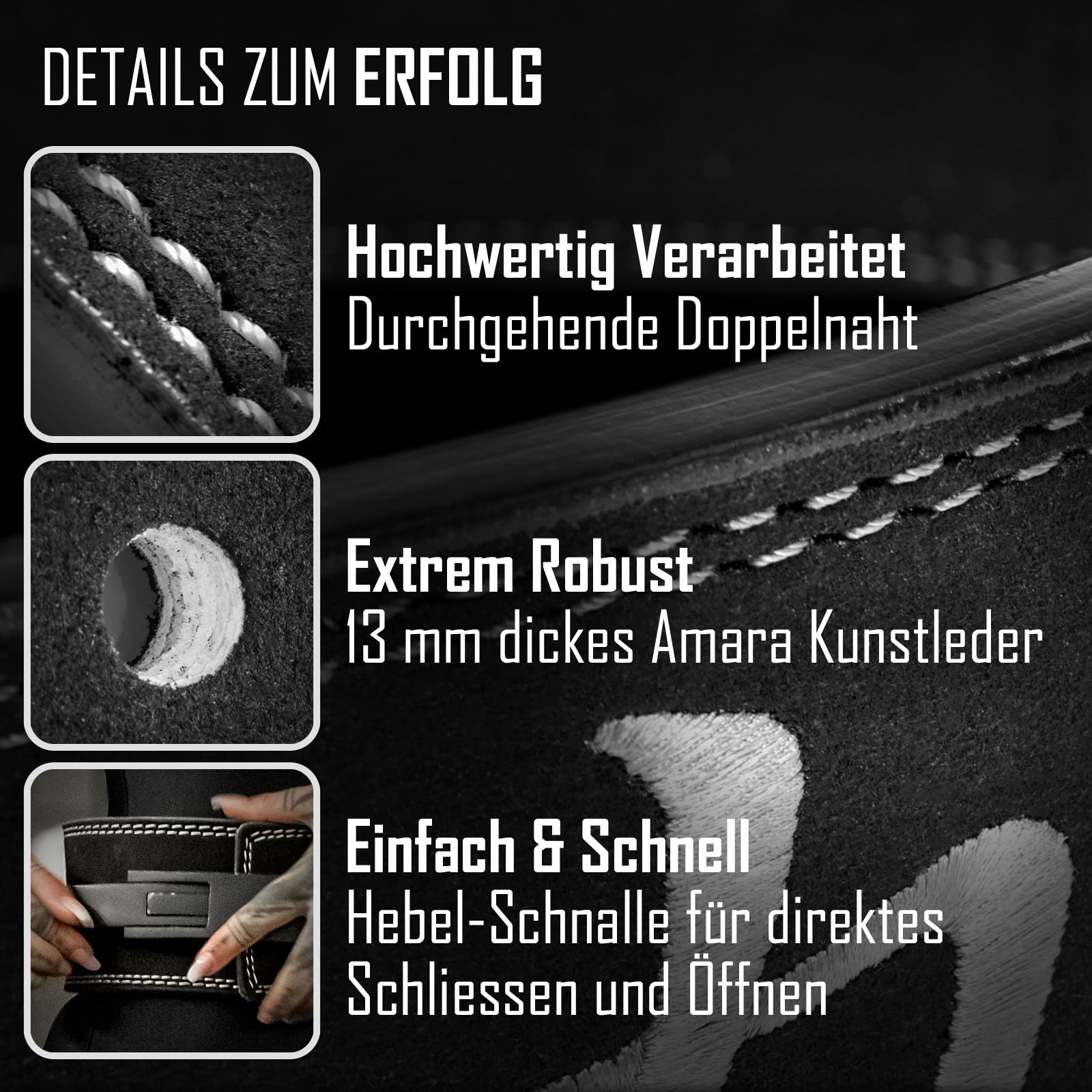 Strength Shop 13mm Lever Belt Gewichthebergürtel + Hebelschnalle, IPF-Zertifiziert für Wettkampf & Co, Robuster & langlebiger Lifting Belt schützt u. stabilisiert Rumpf & Wirbelsäule im Training