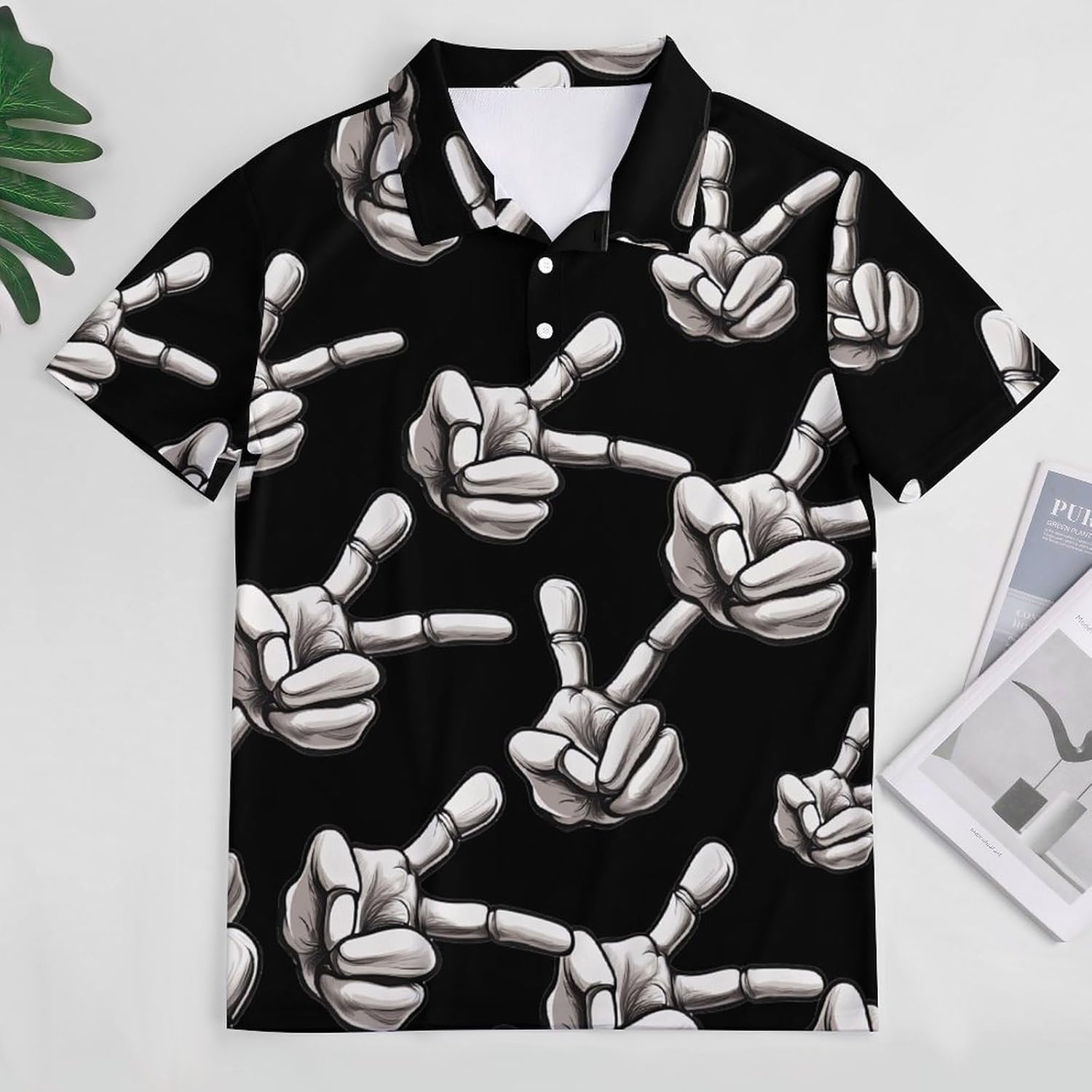 Halloween Skeleton Hand Peace Womens Golf Polo Shirts Summer Short Sleeve Collared 3 Buttons T Shirt Activewear Tops