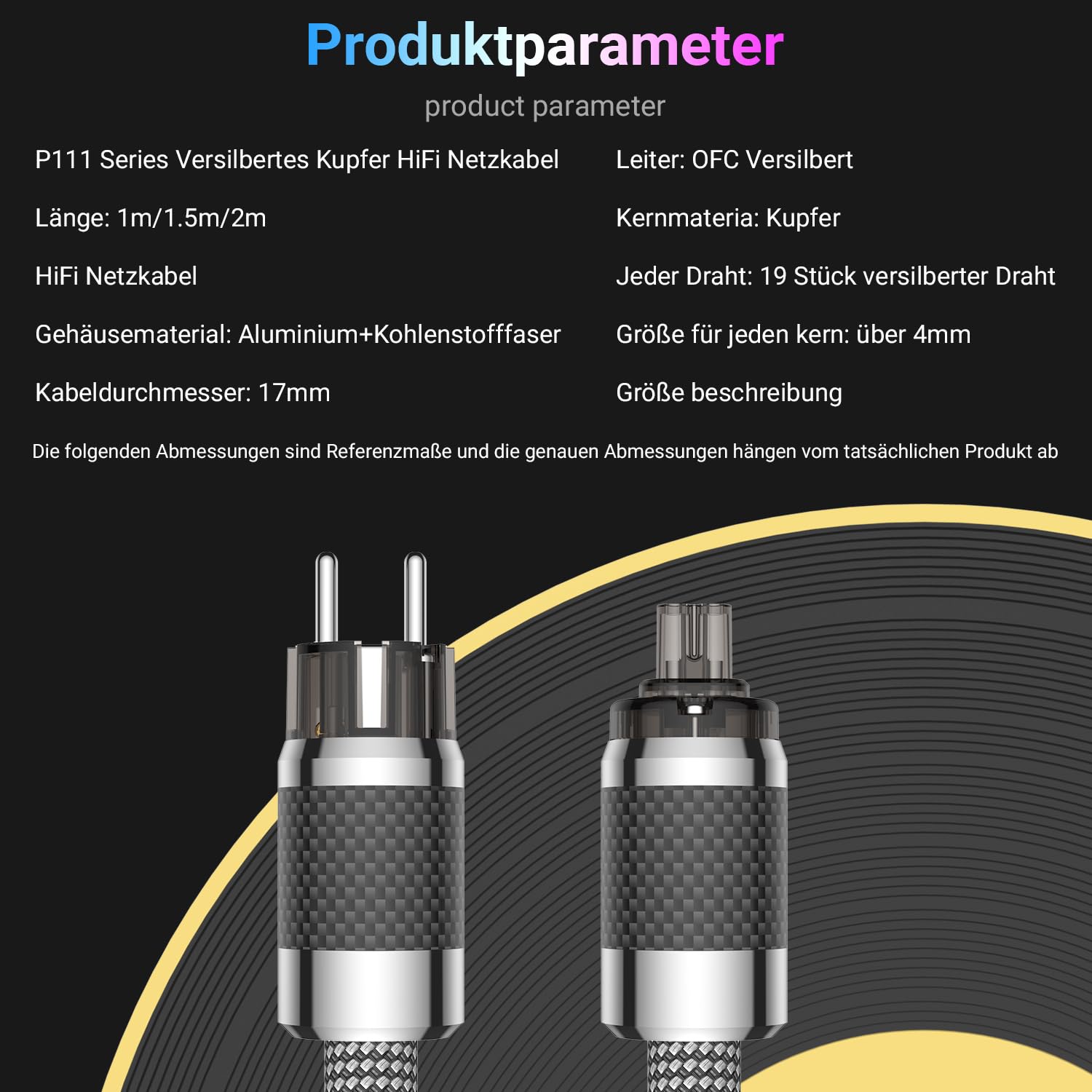 Tertullus HiFi - Cable de alimentación High End C15, cable de alimentación HiFi de audio, con enchufe Schuko y enchufe para dispositivos de frío (E860 (enchufe europeo/C7), 1,5 m