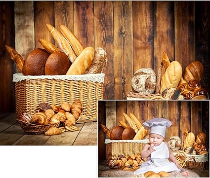 Amazon.com : YongFoto Bakery Baking Backdrop 5x3ft Bread Basket Vintage ...