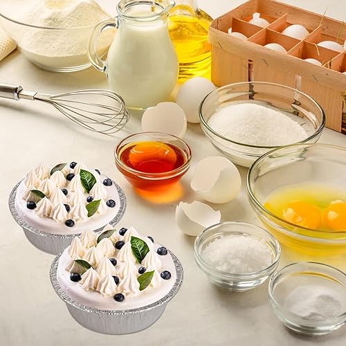 Miniatura 5 de 200 moldes desechables de papel de aluminio de 4 pulgadas, mini moldes para tartas, moldes para tartas de tarta pequeños, moldes individuales para