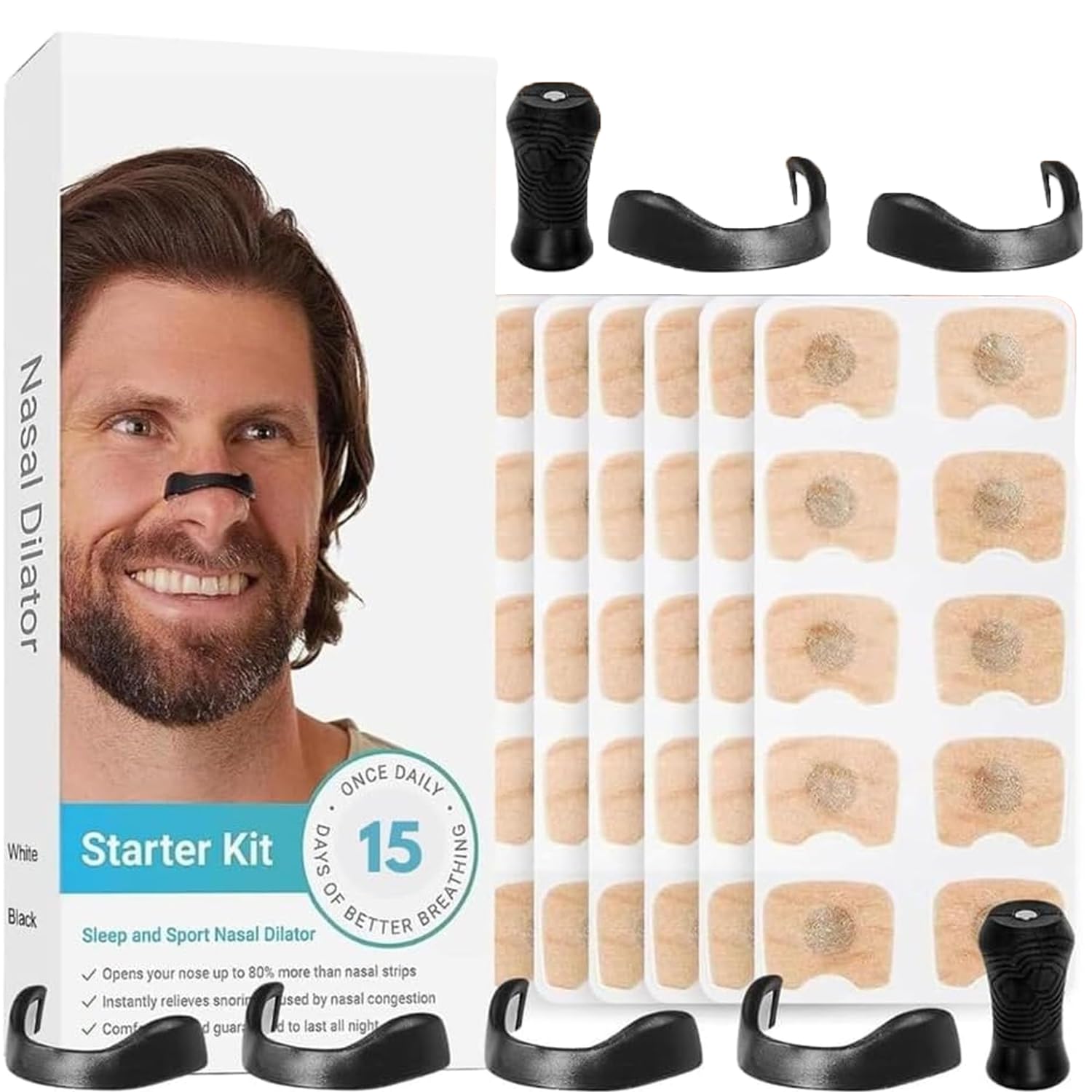 AMERTEER Magnetic Nose Strips For Breathing,(30 Strips) Snoring Solution, Intake Breathing Magnetic Nasal Strips For Snoring, Opens Nasal Passages, Boosts Oxygen, Skin-Friendly & Sweat Resistant