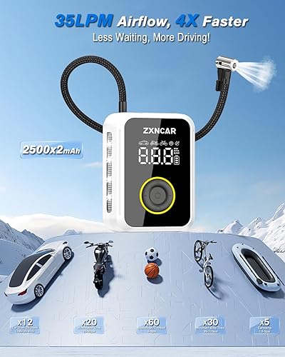 Miniatura 3 de Inflador inteligente de neumáticos de inflado rápido, compresor de aire portátil, batería recargable inalámbrica y bomba de aire automática de 12 V