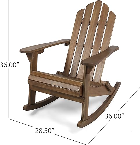 Miniatura 3 de Christopher Knight Home Cara Adirondack - Silla mecedora de madera de acacia para exteriores, acabado marrón oscuro, mesa auxiliar plegable de