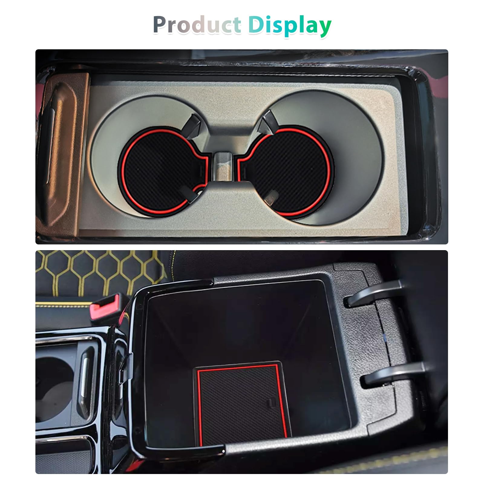 GAFAT Compatibili con Kia Ceed Proceed/XCeed GT Line 2018-2025 2026 Tappetini Antiscivolo, Tappetino in Gomma per Console Centrale, Portabicchieri, Cuciture Porta, Accessori Ceed XCeed (Rosso)