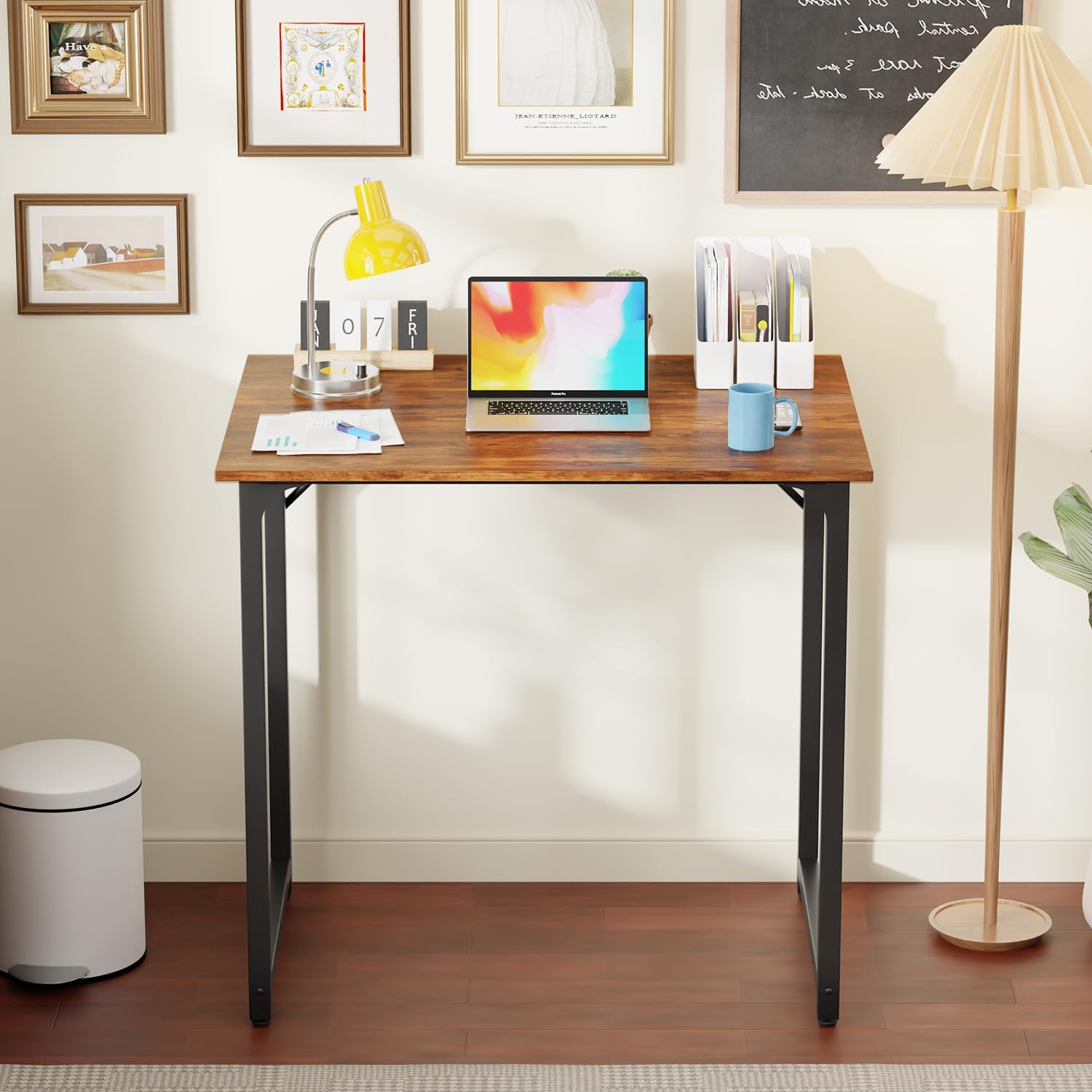 PayLessHere | 32 Inch Computer Desk | Vintage | Office Desk with Metal Frame, Adjustable Feet | Water-Resistant, Scratchproof Surface | Sturdy Writing Table for Home Office or Study | Pack of 1 - Image 4