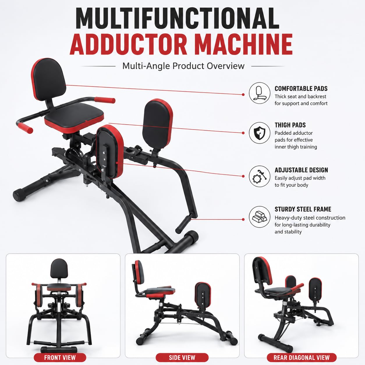 Abductor de cadera máquina abductor aductor entrenador para el hogar