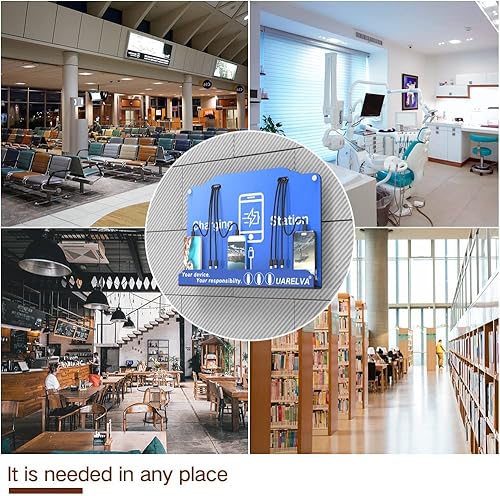 Miniatura 6 de Estación de carga de teléfono celular montada en la pared | 8 puertos de alta velocidad cables de carga Dock con Apple, tipo C, puerto Android |