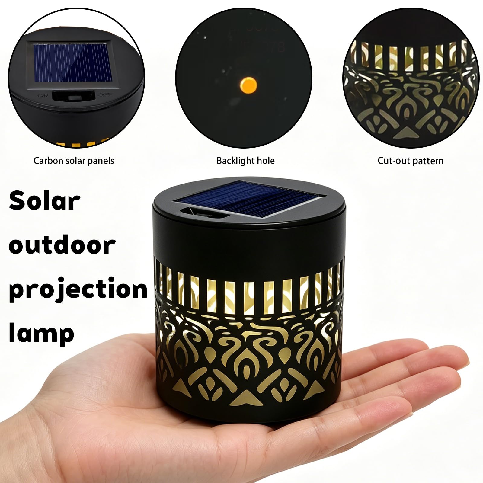 Lanterne Solaire Mandala, Métal LED Nomade Etanche Exterieur a Suspendre Lampe Solaire Exterieur a Poser, Ampoule Solaire Exterieur pour Jardin Terrasse Deco Balcon Amenagement Balcon (2 pièces) - 3