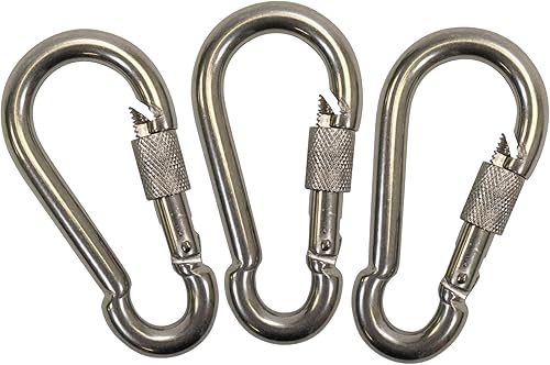 Miniatura 10 de Scuba Choice Mosquetón de gancho de acero inoxidable con cierre de tornillo de 3.5 in, apertura de 0.39 pulgadas, resistente al óxido, accesorios