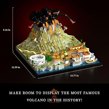Givenni Architecture The Ancient City of Pompeii in Rome Building kit; Mount Vesuvius Collectible Display Set 2539 Pcs for Adults; Compatible with Lego, (2539 Pieces)