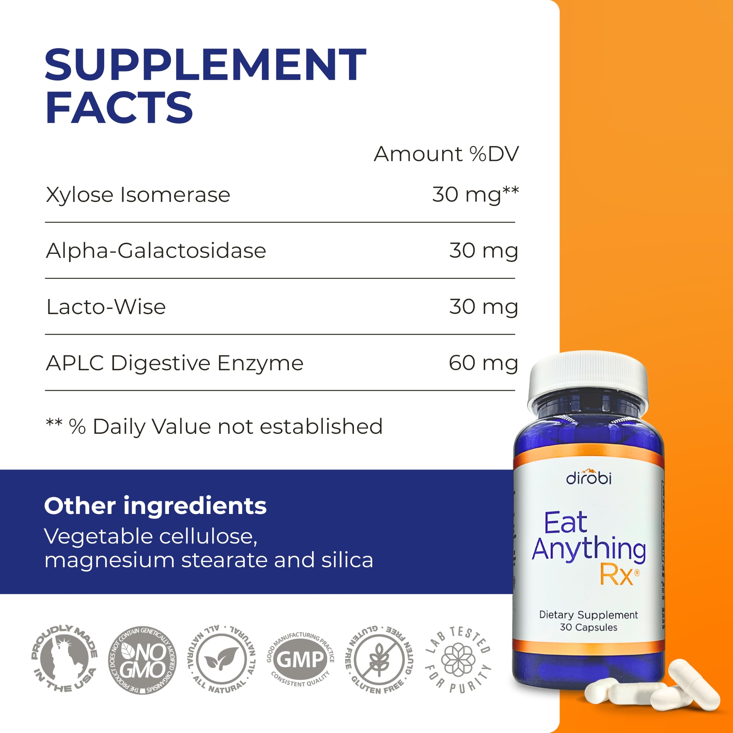 Eat Anything Rx Xylose Isomerase Enzyme - Fructose Malabsorption & FODMAP Digestive Support, Alpha Galactosidase, Fructan Hydrolase, Gas & Bloating Relief, 30 Capsules — Amazon image 5
