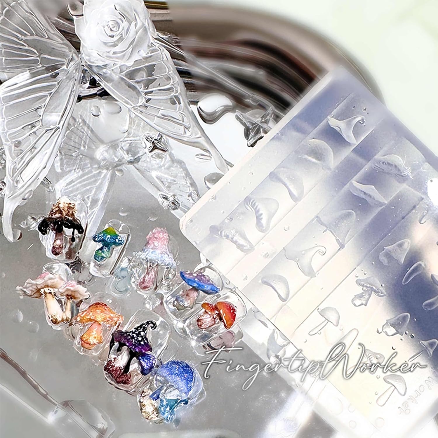 Nail Art Stamping Plates Mushroom Shaped Manicure Mould Embossed Nail Stencils