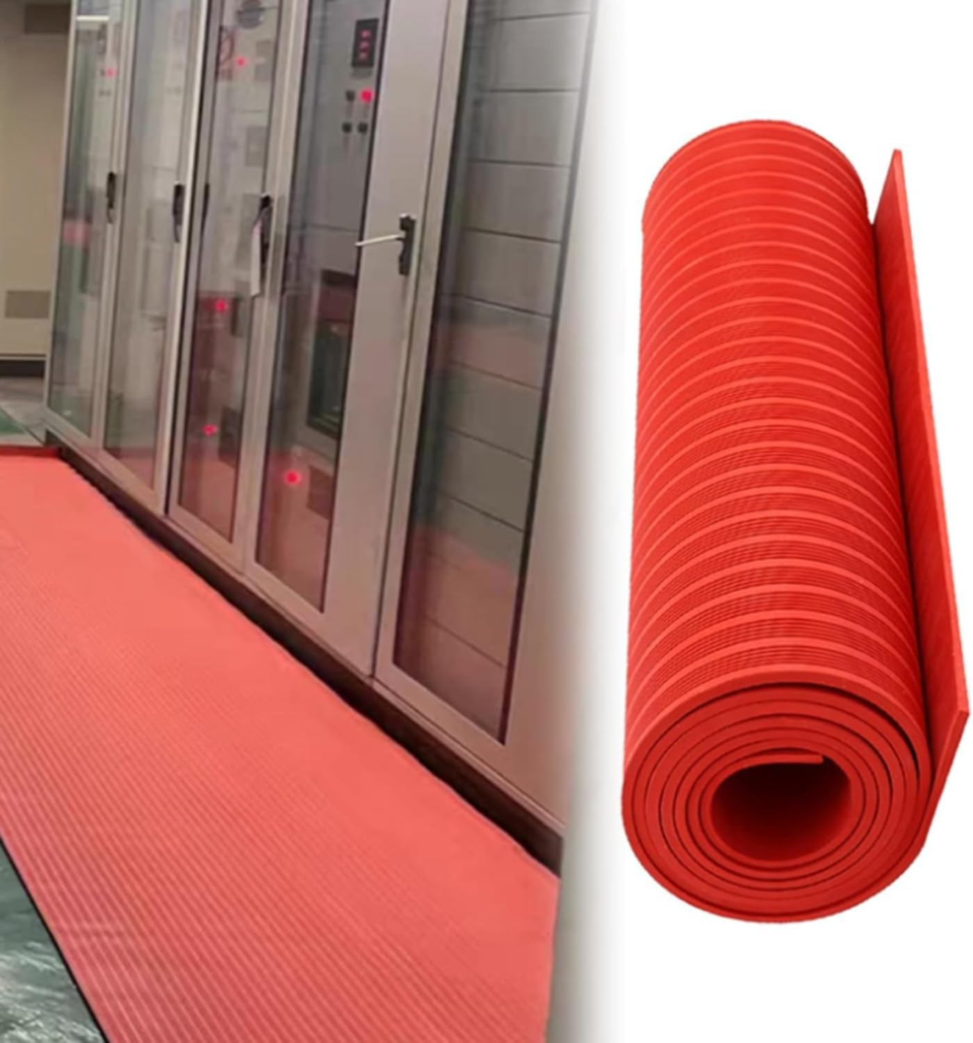 Rubber Electrical Insulating Mat 1-10 M Long, High Voltage Insulated Rubber Mat Switchboard Floor Mats, Dielectric Non-Conductive Flooring Roll,Red-1mx1mx3mm(3'x3'x1/8")