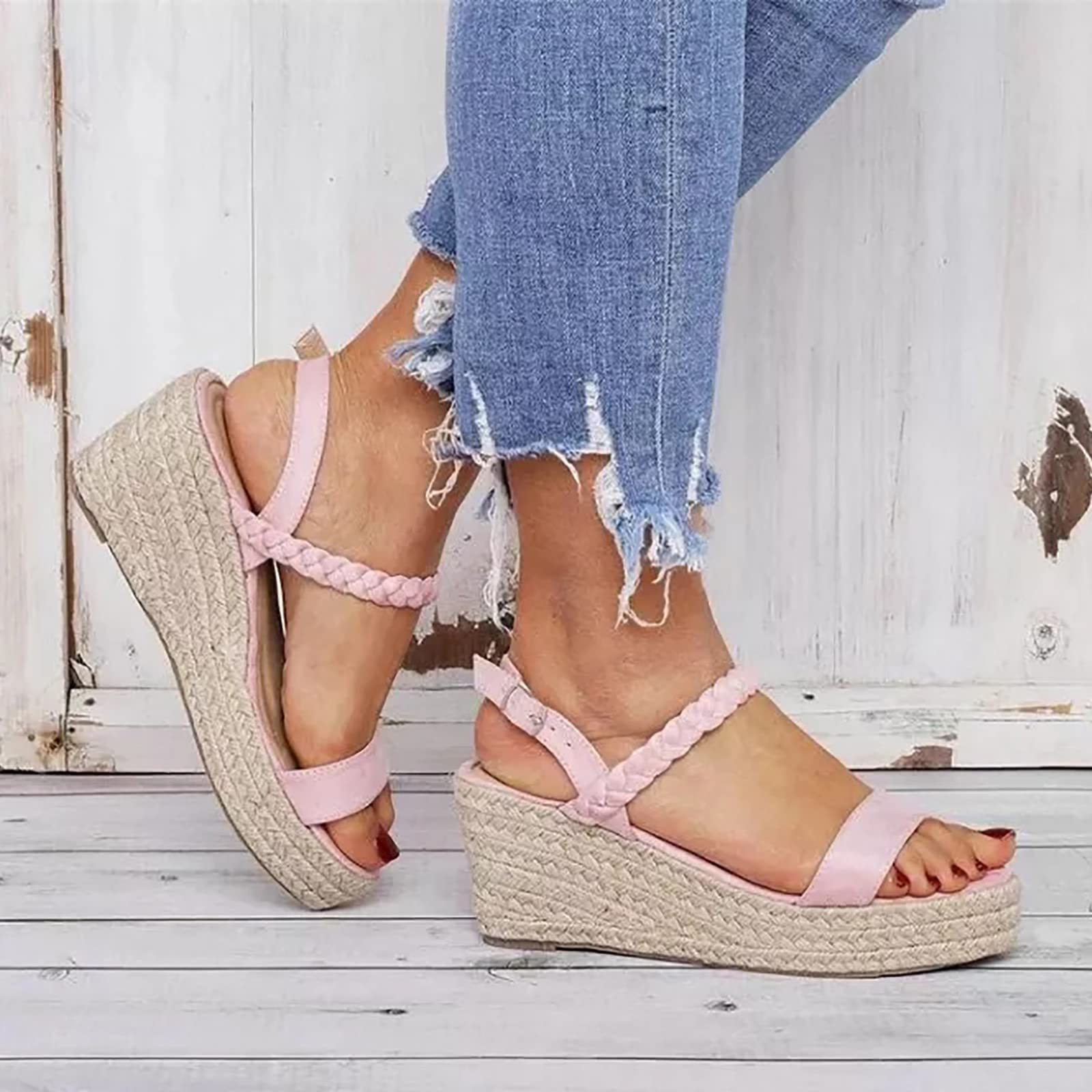 Genérico Sandalias Esparto Mujer Comodas Alpargatas Mujer Cuña Plataforma Calzado Esparteñas Sandalias de Tacón Elegantes Vestir Sapatos Alpargatas Valencianas Fiesta Verbenas