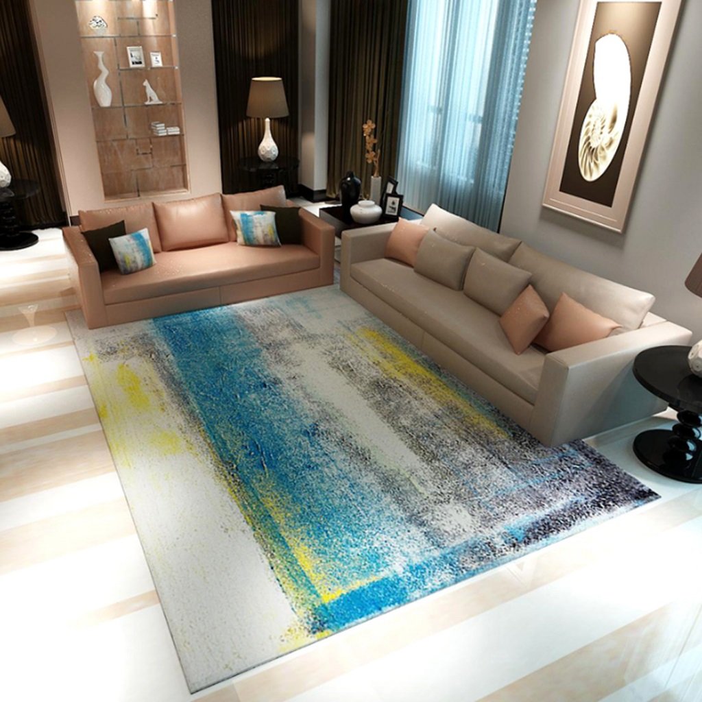 Grand tapis de salon moderne abstrait pour réchauffer votre table basse