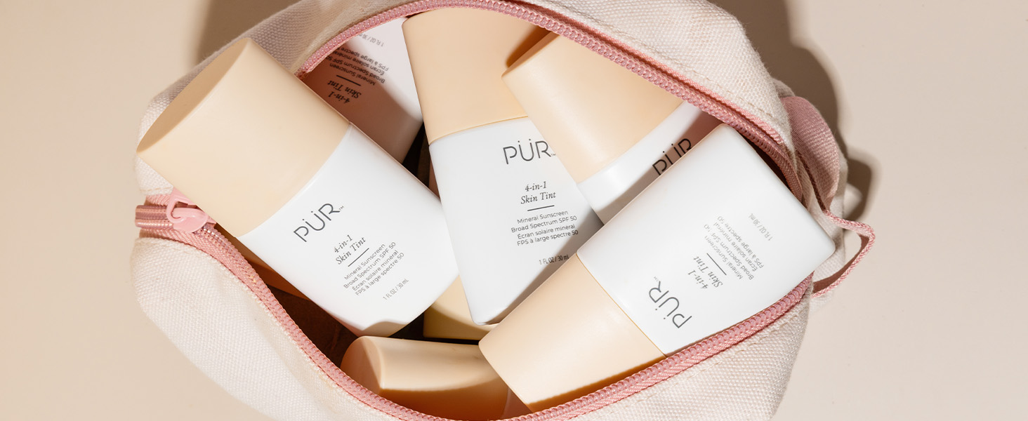 PÜR MINERALS Tinted Sunscreen for Face, 4-in-1 Skin Tint - Broad Spectrum Mineral Sunscreen, SPF 50 - Tinted Facial Moisturizer, Primer & Foundation for Sun Protection - Lightweight, Buildable