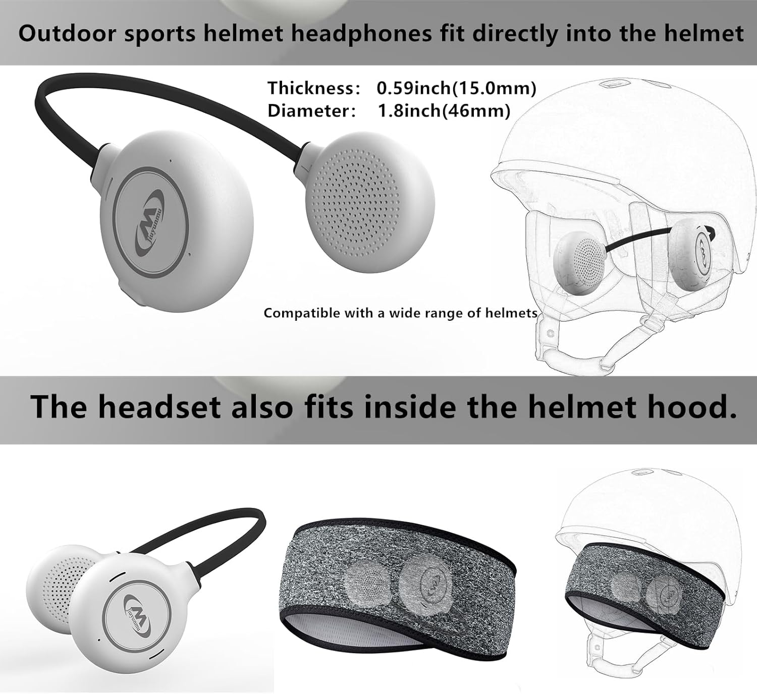 ski Helmet Headphones,True Wireless Bluetooth Helmet Speakers for Skiing, Snowboarding Mountain Biking - Image 4