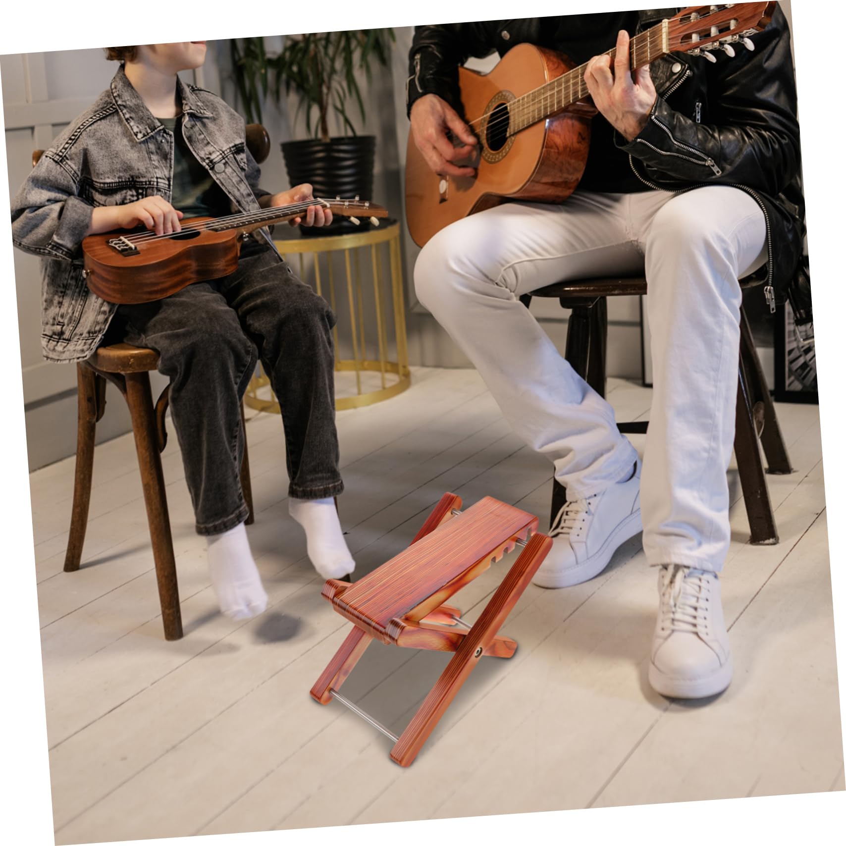 VANZACK Holz Fußhocker für Gitarren Verstellbare Fußstütze aus Massivholz für Klassische und Akustische Gitarristen Klappbar und Platzsparend