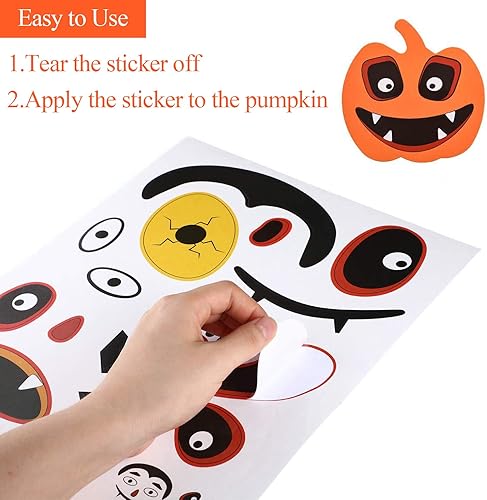 Miniatura 4 de 32 piezas de calabaza de espuma de Halloween y calcomanías de calabaza para Halloween, niños, manualidades, fiesta, dulce o truco, decoraciones de
