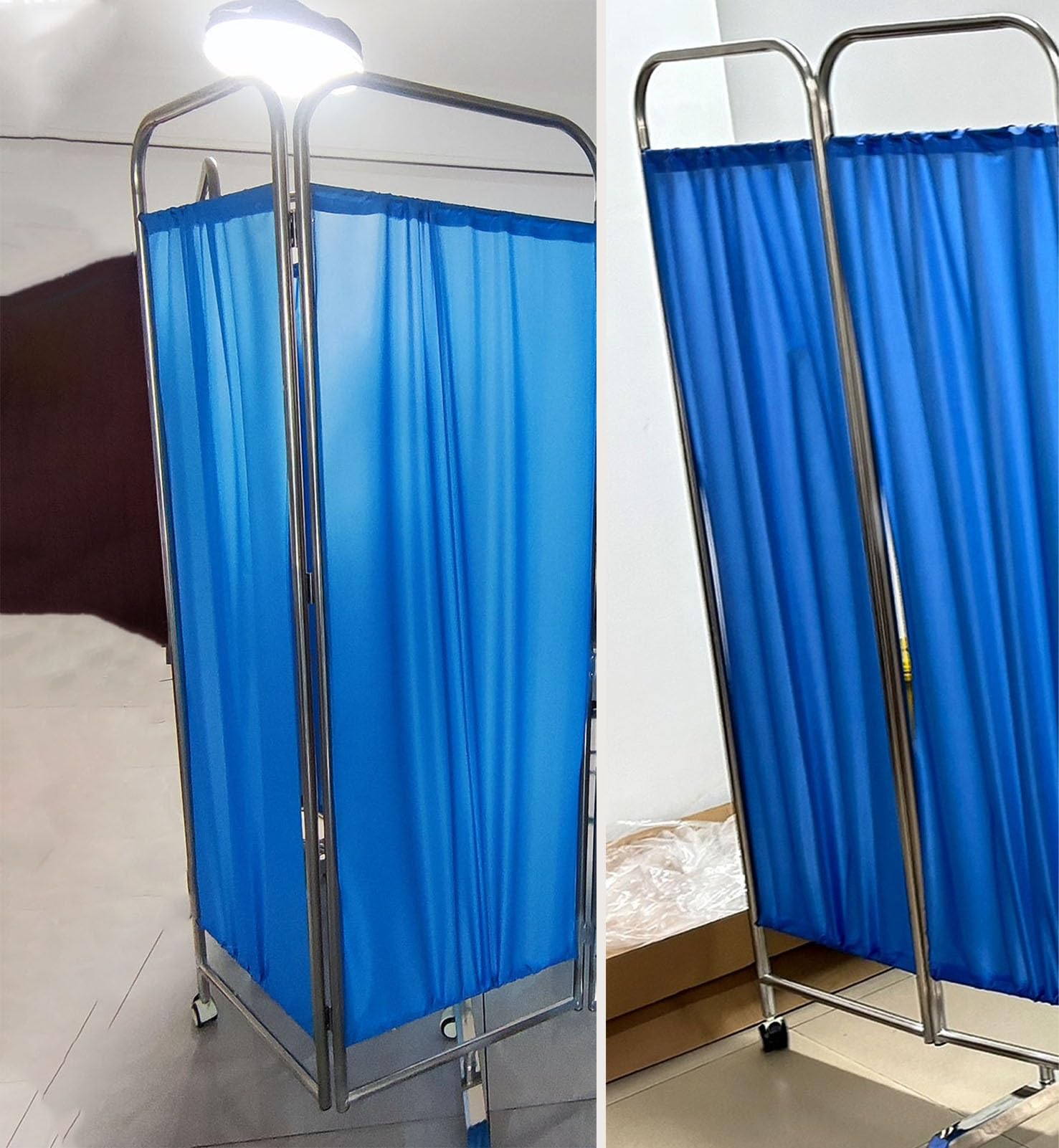 Portable Privacy Screen Medical - 180cm/6ft, Mobile Beauty Salon Partition Room Divider 3 Panel with Wheels, Office Freestanding Wall Divider