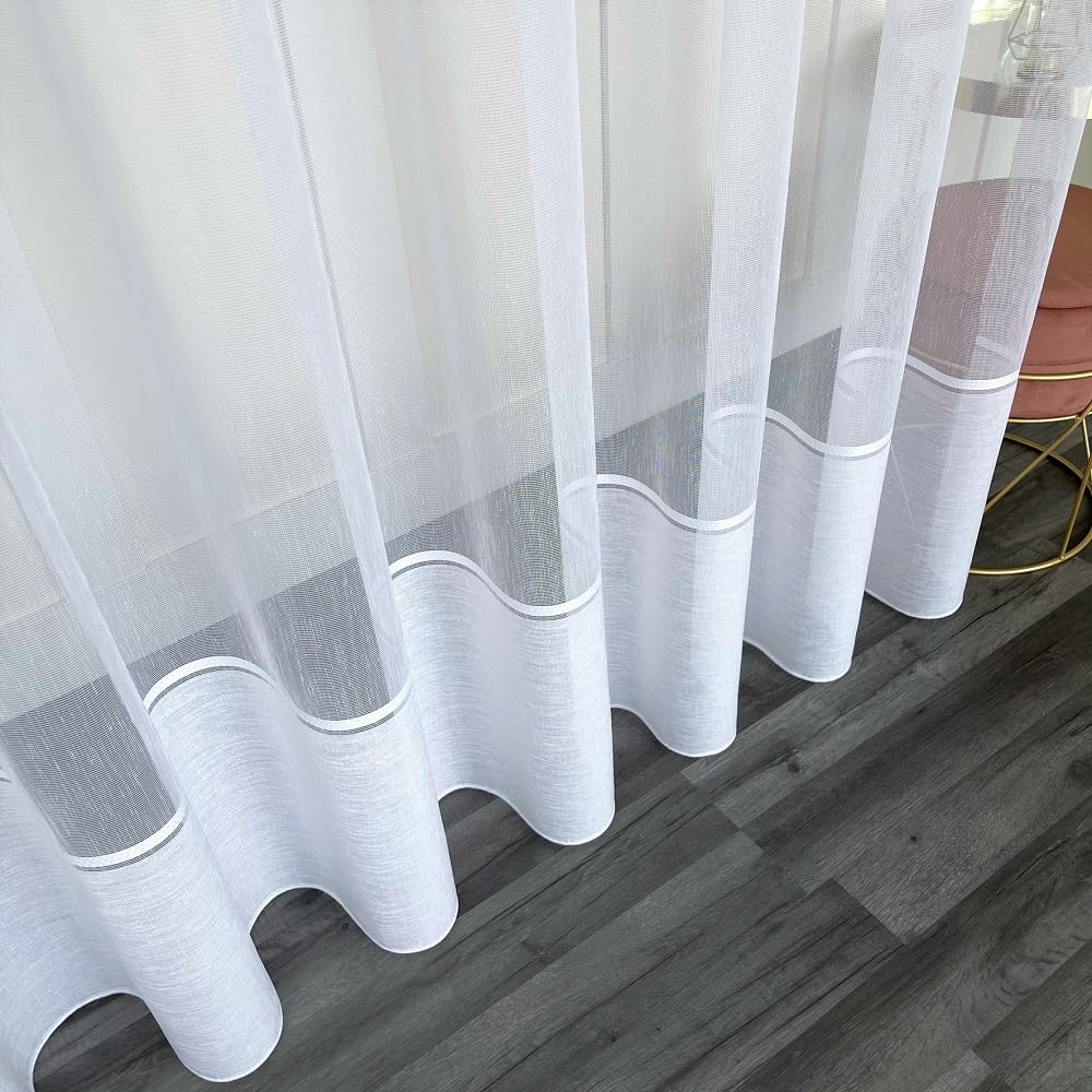 Weiß 400x250 cm (BxH) Gardine Medelin Moderne Fensterdekoration Mit Kräuselband Fertig Genäht Für Wohnzimmer Schlafzimmer Und Küche