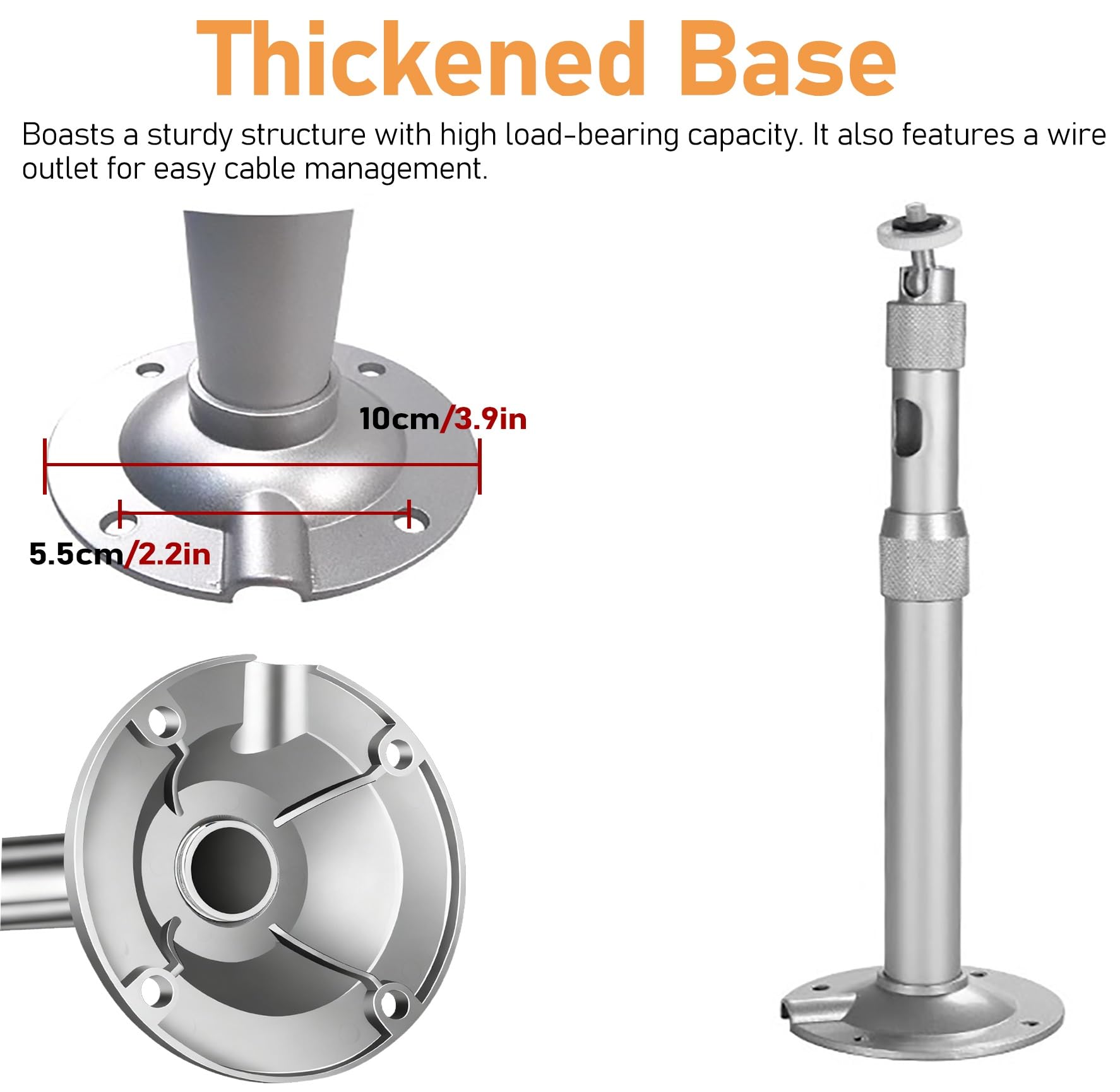 ERRULAN üBerwachungskamera Halterung Überwachungskameramasten für den Außenbereich, Überwachungskameramastpfosten aus Aluminiumlegierung, universelle CCTV-Masthalterung(30-60cm/11.8-23.6in)