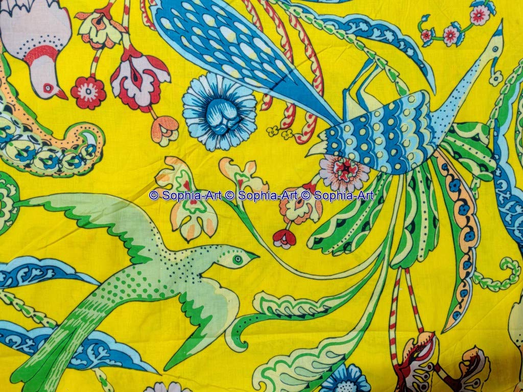 The Yard Yard - Tessuto in voile con stampa indiana a forma di pavone con stampa etnica Sanganer Kurti, per sartoria, cucito e trapuntatura zingara
