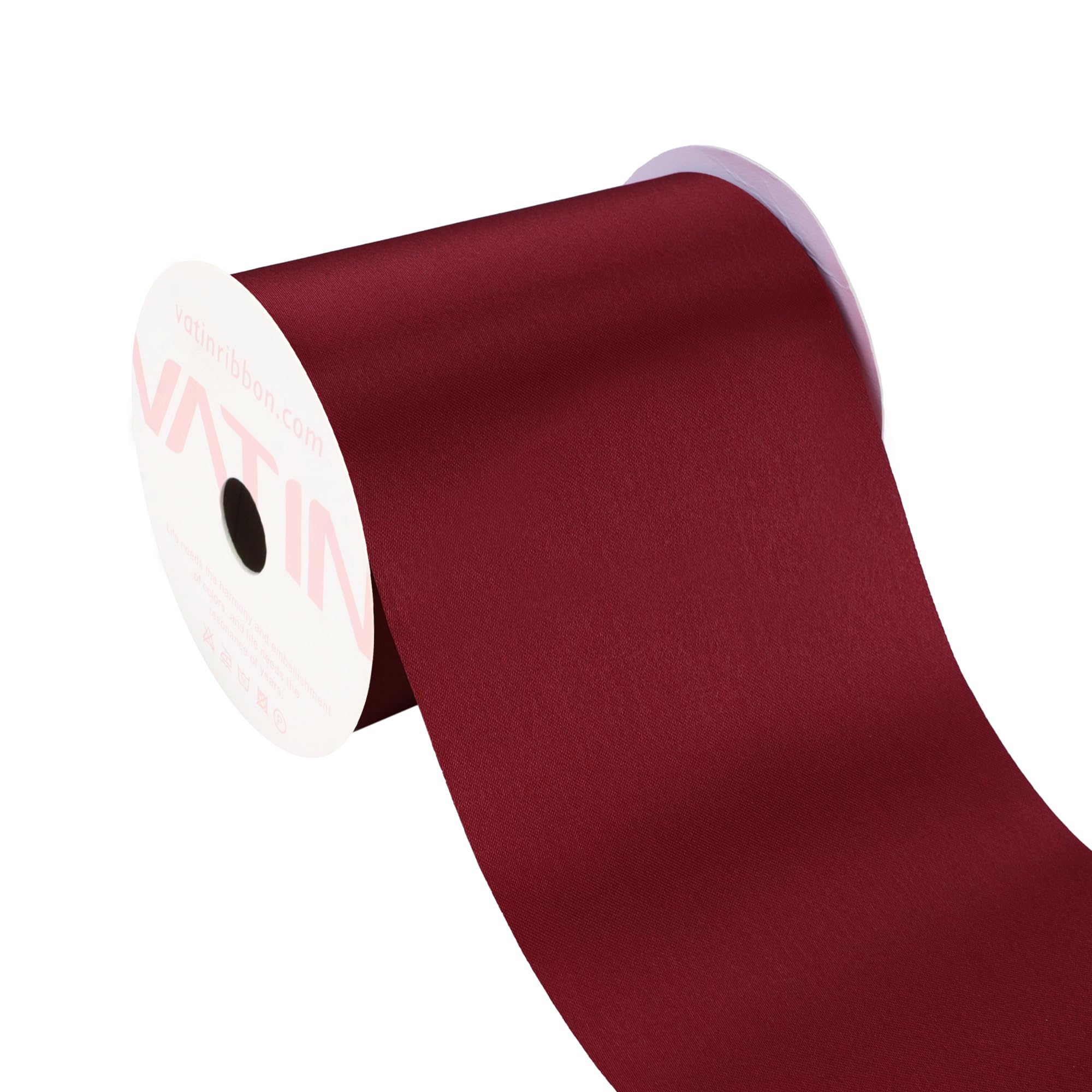VATIN 4 Inch x 22 Yards Wide Claret Satin Solid Ribbon for Grand Opening, Ceremony, Wedding & Party Decoration — image 1