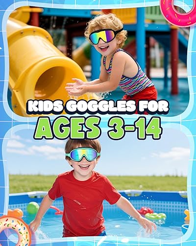 Miniatura 7 de Rantizon Gafas de natación para niños, paquete de 2, antiempañamiento y rayos UV para niños y niñas, sin fugas, gafas de natación de visión amplia
