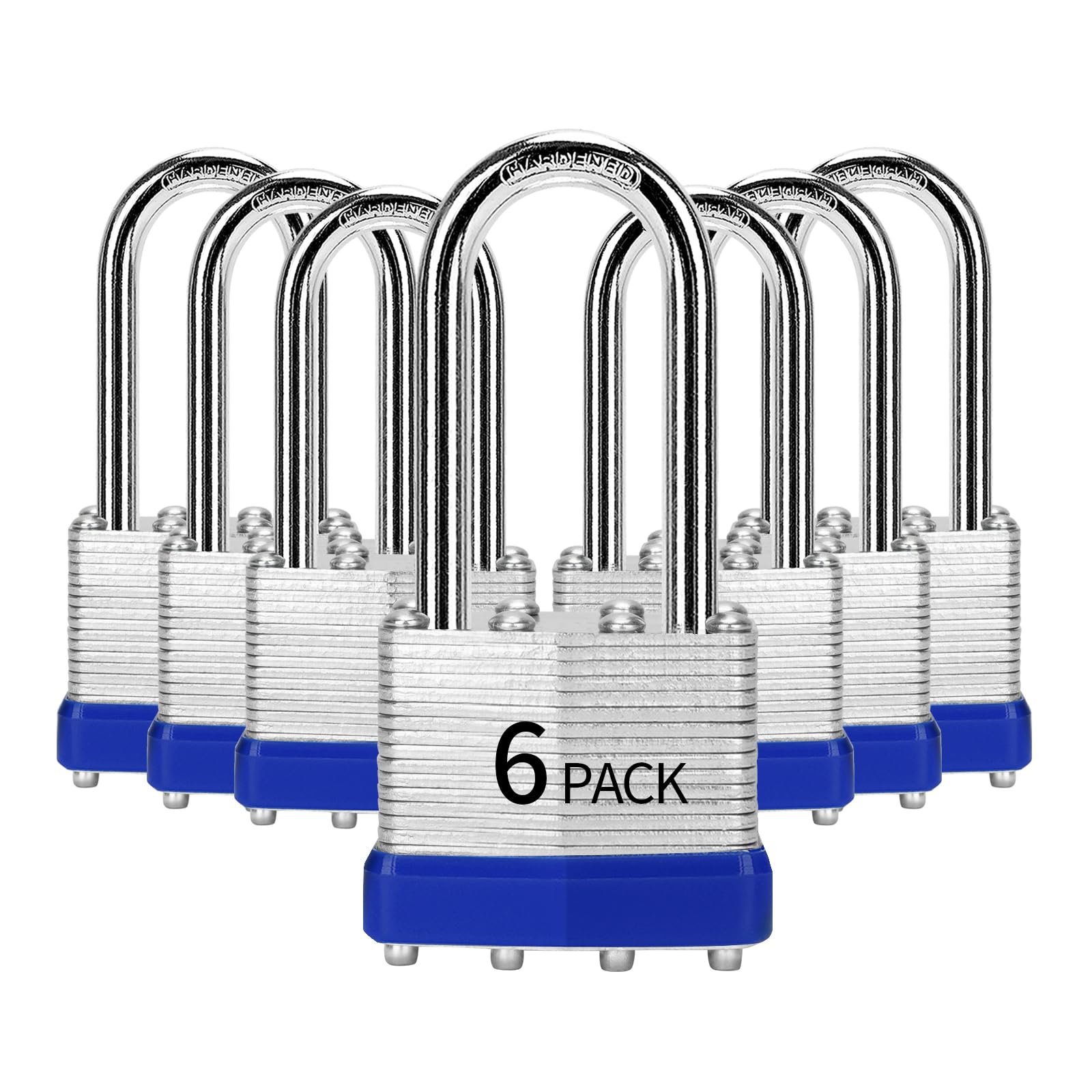 HZSY Padlocks Keyed Alike 6 Pack, Laminated Steel Padlock (1-9/16", 40mm)