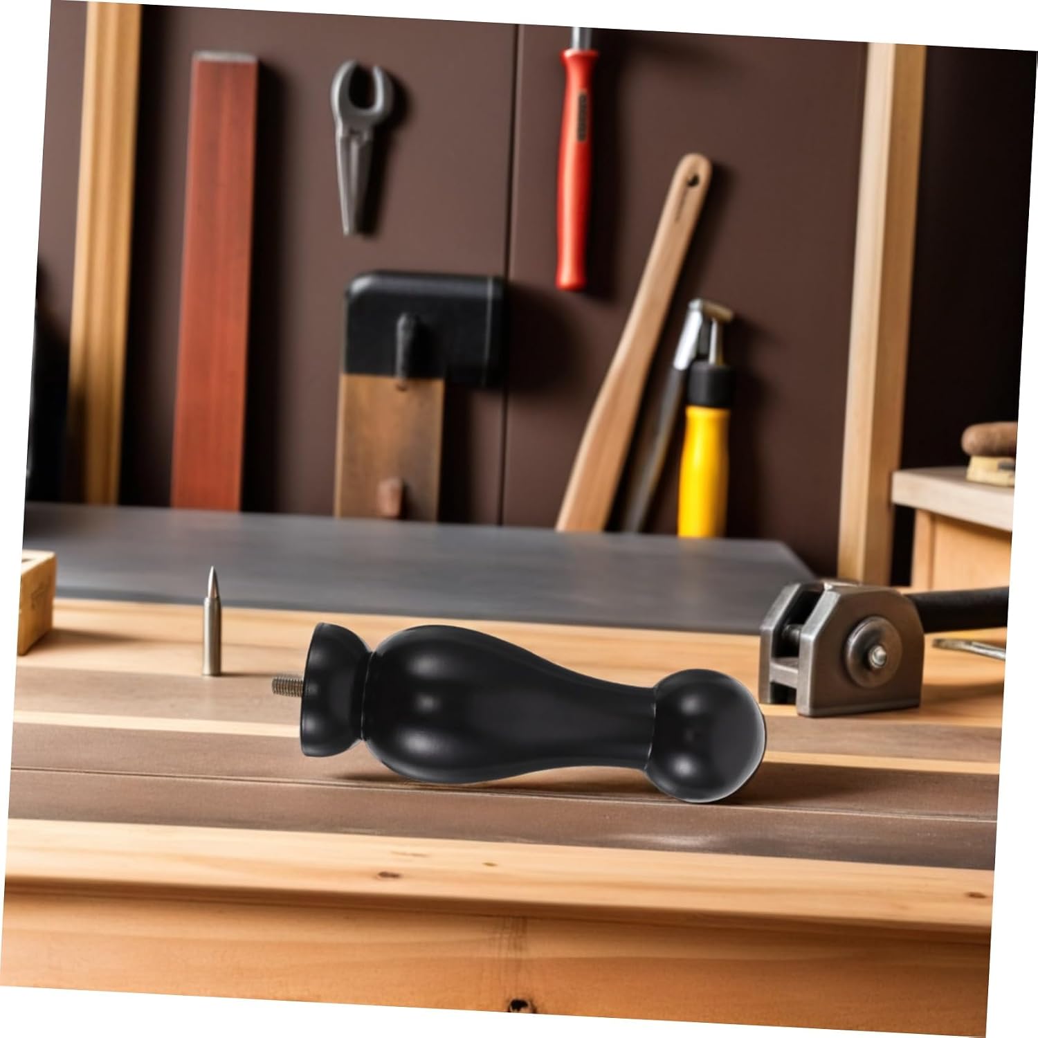 Decorative Wooden Post Finial M8 Screw Black Solid Wood Bed Post Cap Furniture Replacement Part for Home Decor and Staircase Craft
