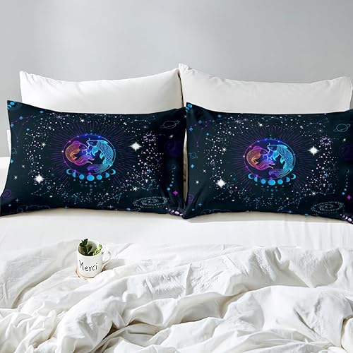Vista 21 de Erosebridal Aries - Sábana bajera ajustable tamaño matrimonial, sábanas psicodélicas celestiales, sábanas de galaxia trippy de doce constelaciones