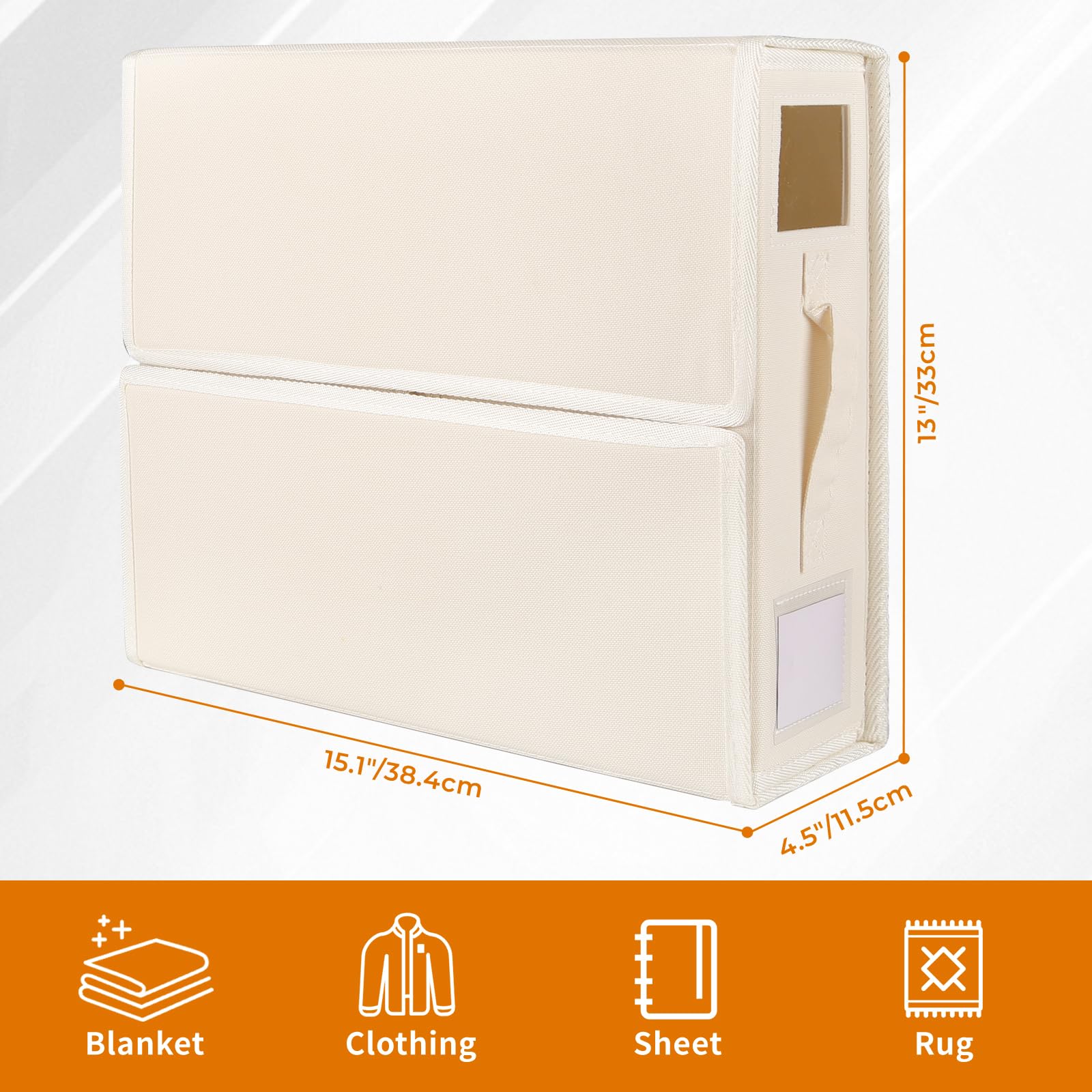 6 Pezzi Organizer Lenzuola, Pieghevole Scatola Organizer per Biancheria da Letto, Tessuto Oxford Contenitori Sottoletto per Lenzuola Copripiumini Coperte (Beige)