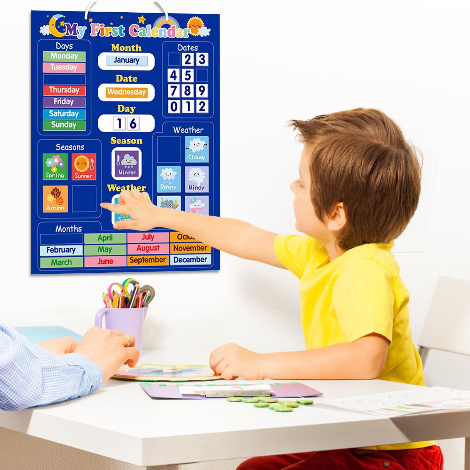 Calendario giornaliero magnetico Kids, primo calendario magnetico giornaliero, calendario per bambini per bambini Giorno del della settimana Bulletin Bulletin Time Bulletin Board