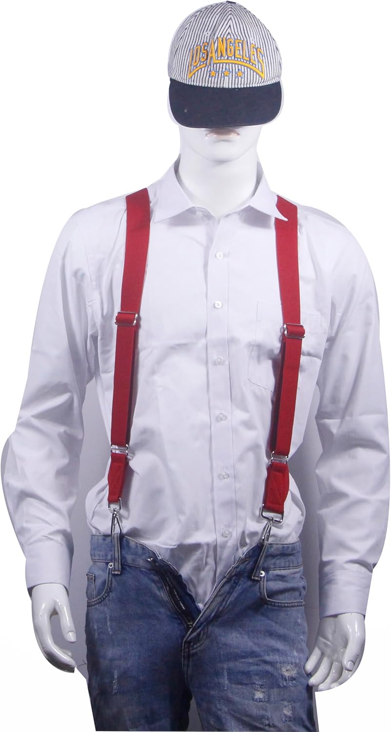 Men's Suspender Heavy Duty 2 Hook Suspenders for Men Adjustable Braces 1.4 Inch Wide Big and Tall Men Side Hook - Image 3