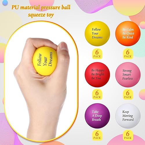Miniatura 10 de Aoriher 36 bolas motivacionales para el estrés, bolas coloridas para el estrés, citas a granel, juguetes inspiradores divertidos de espuma, regalos
