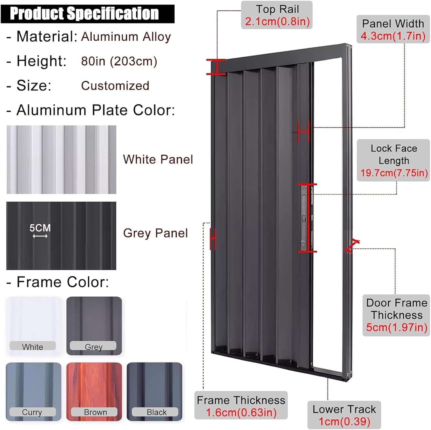 Gray Soundproof Folding Door 27x80in - Bi-fold Aluminum Blackout Panels, Waterproof Accordion Doors for Office, Laundry Room, Cloakroom & Living Spaces
