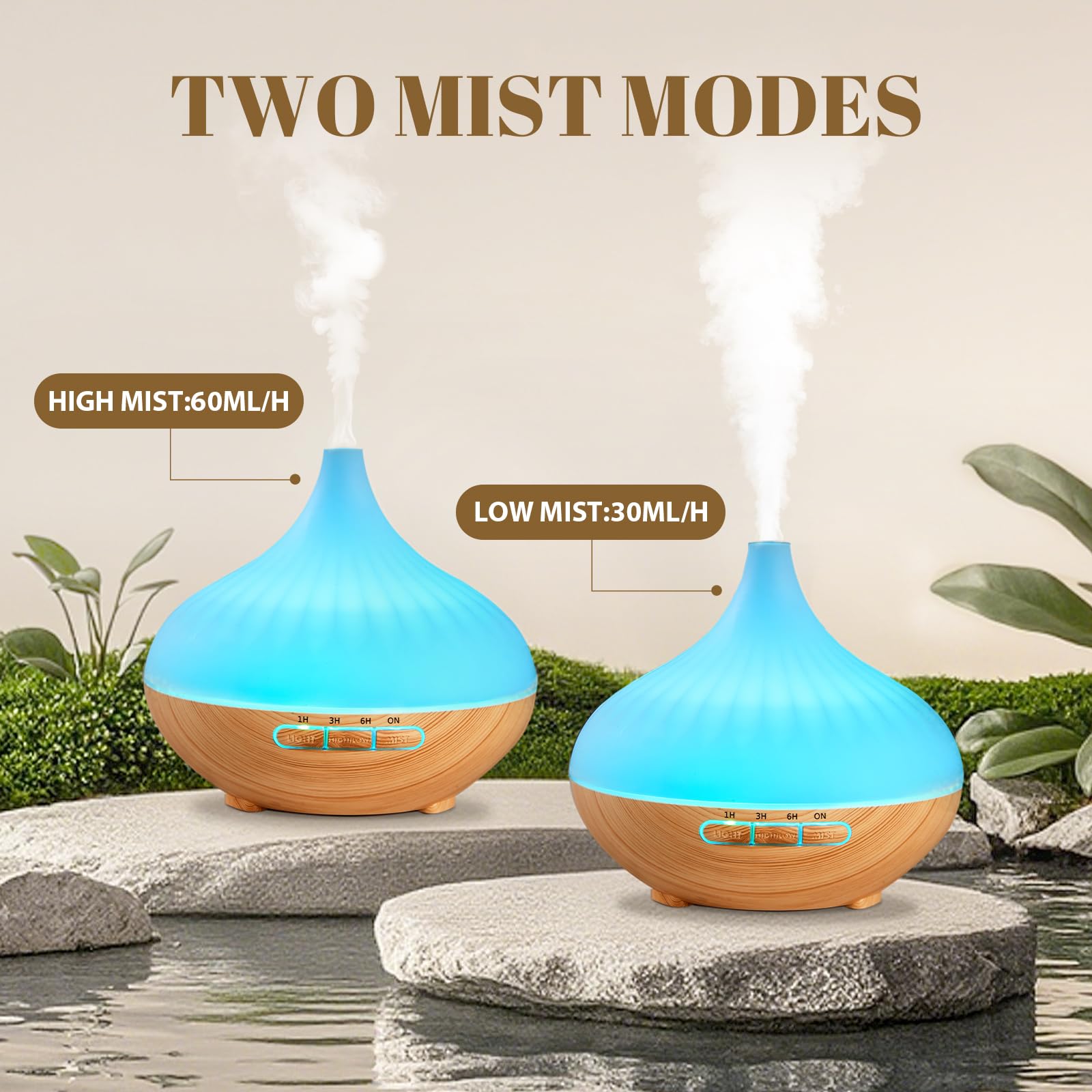 AESHORY 500ml Aroma Diffuser Mit 12 x 5ml Ätherische Öle, Ultraschall Aromatherapie Diffuser Luftbefeuchter, 7 Farbigem LED Licht, 4 Timer, Fernbedienung