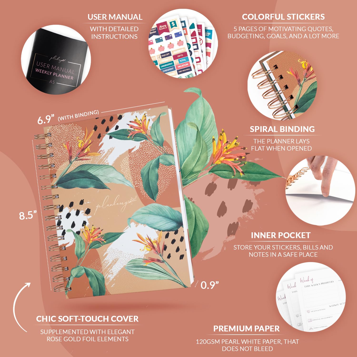 PLANBERRY Weekly Planner, Elegant Life & Budget Planner to Hit Your Goals & Live Happier, Organizer & Productivity Journal - Image 2