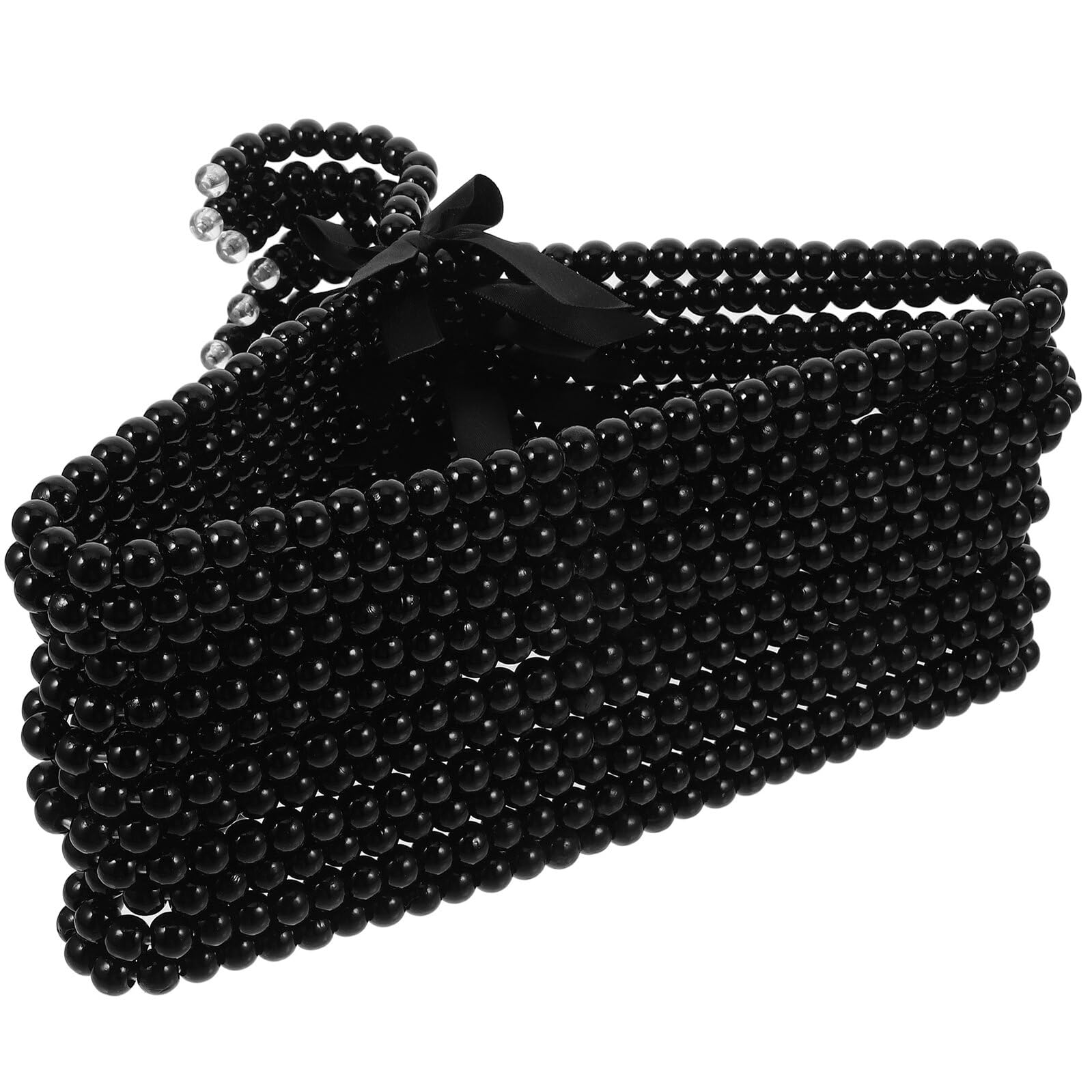 Juego de 12 Perchas de Perlas Negras con Diseño de Lazo para Ropa de Niños y Bebés, Perchas Elegantes de Plástico Ahorradoras de Espacio para Casa de Muñecas