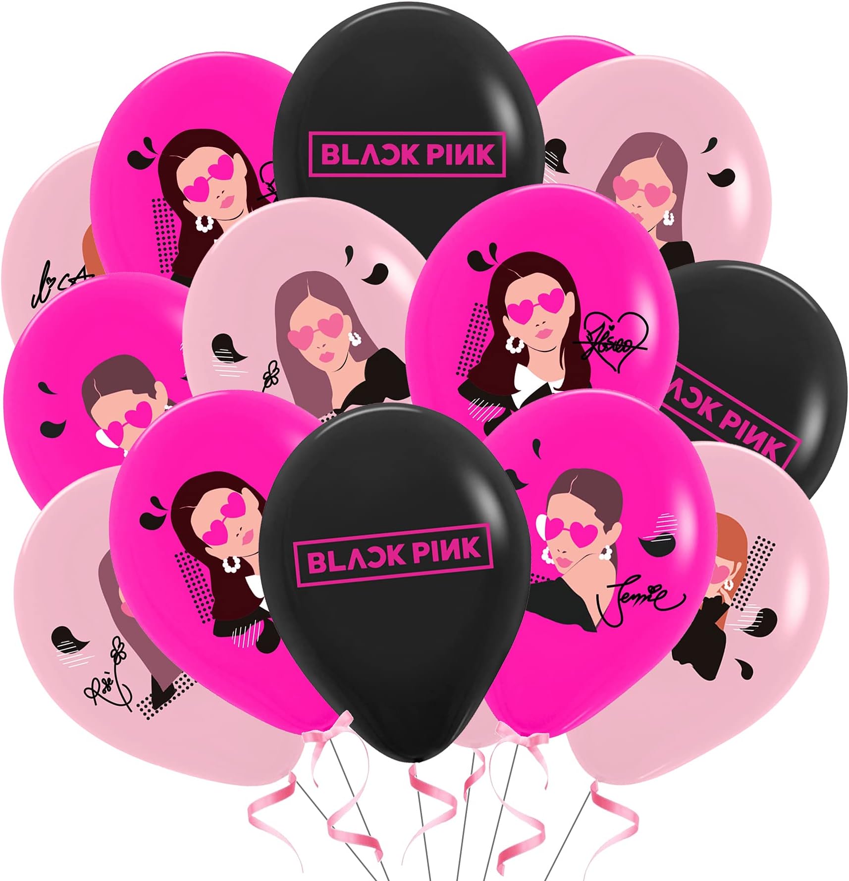 Black Girl Pink girl Balloons, BTS Boy Combination Balloons，Korean Girl Group Combination Balloons, Dance Party Balloons, Girl Party Decoration Balloons,Birthday Party Supplies And Decorations