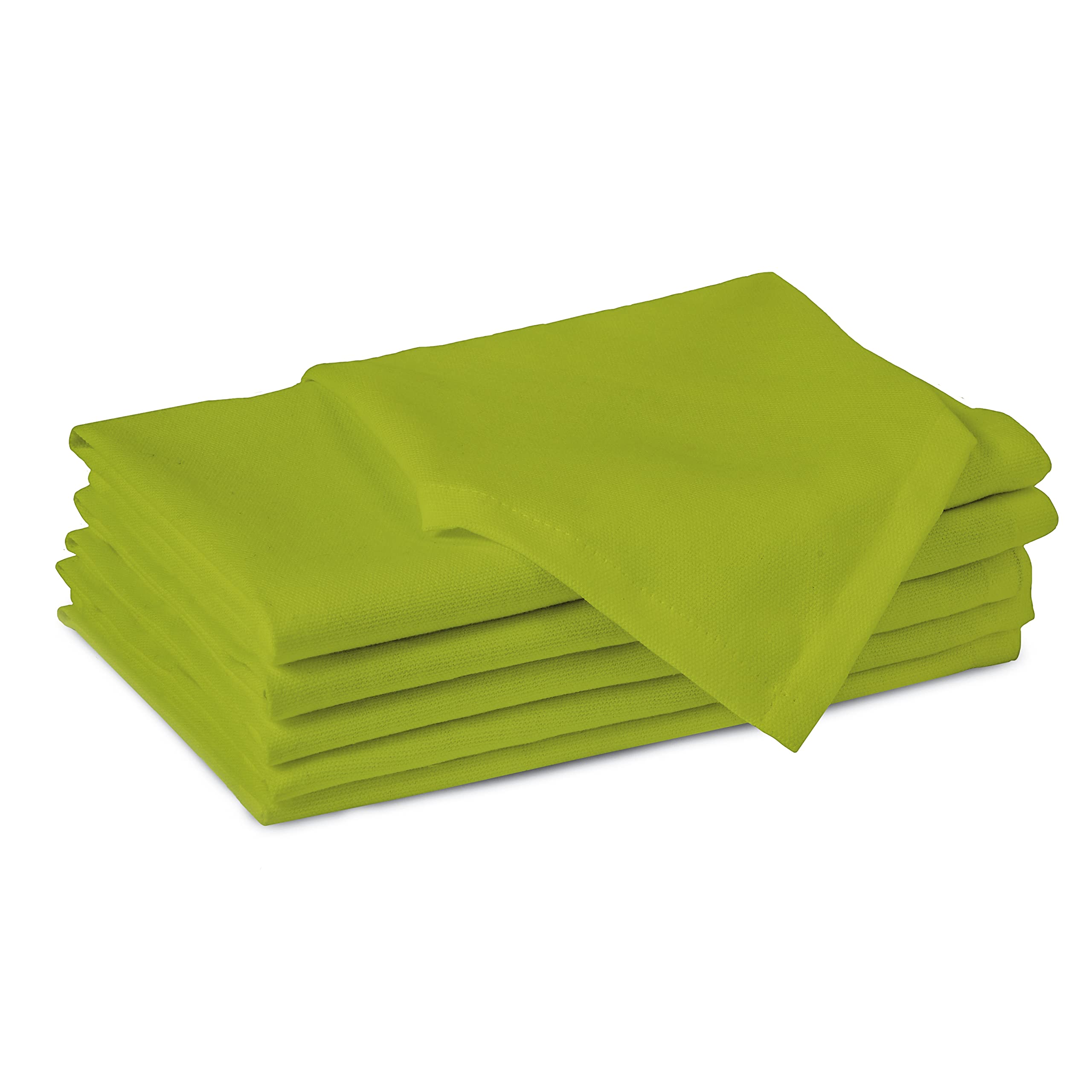 Encasa XO Cotton Napkins for Dining Table | Set of 6, Size 43x43 cm | Machine Washable Reusable Table Napkin, Soft & Absorbent, Elegant Table Decor for Kitchen, Hotels, Party - Lime Green