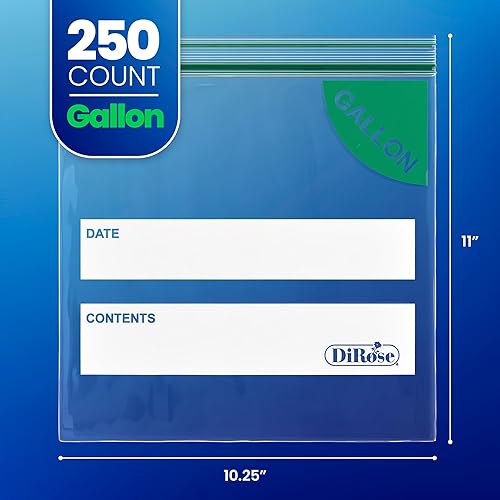 Miniatura 6 de DiRose Paquete de 250 bolsas de almacenamiento con cierre de 1 galón, diseño práctico y duradero, material seguro para alimentos, sin BPA, cierre de